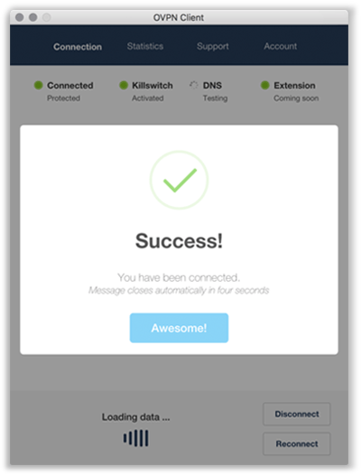 Verbose message when you are connected to OVPN via the client